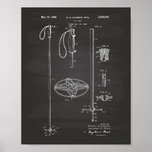Affiches Ski Pole 1966 Patent Art Chalkboard
