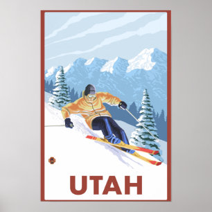 Affiches Skier de neige en descente Utah