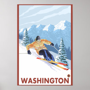 Affiches Skier de neige - Washington