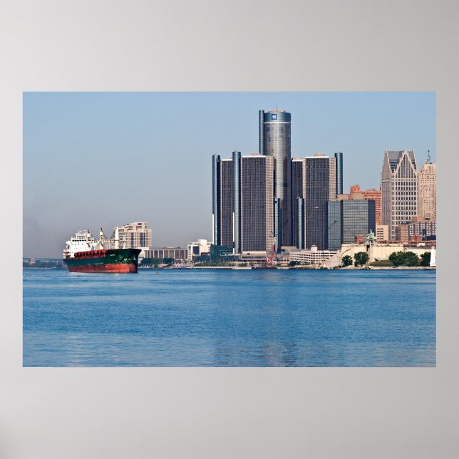Affiches Skyline de la rivière Detroit (Devant)