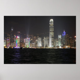 Affiches Skyline de nuit de Hong Kong