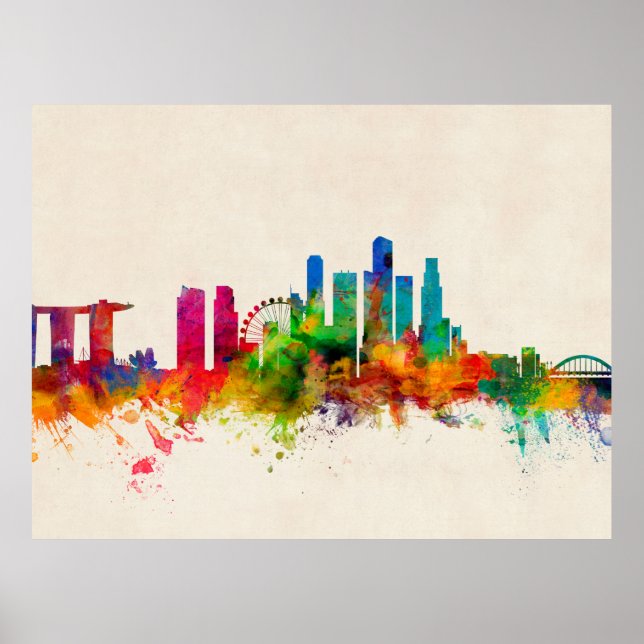 Affiches Skyline de Singapour (Devant)