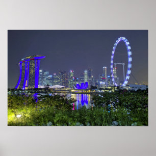 Affiches Skyline de Singapour par nuit