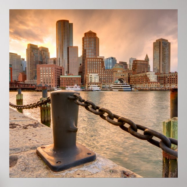 Affiches Skyline du quartier financier de Boston (Devant)