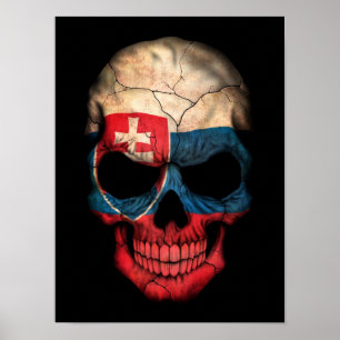 Affiches Slovakian Flag Skull on Black