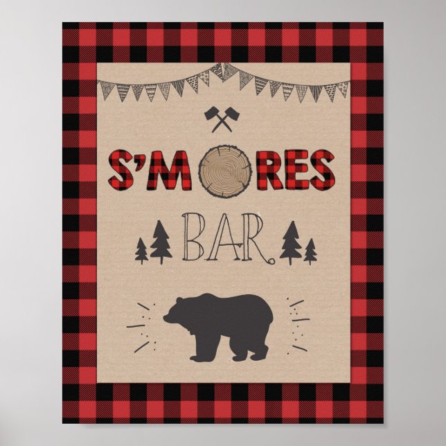 Affiches S'mores Bar Signal Lumberjack panneau de table Ann (Devant)