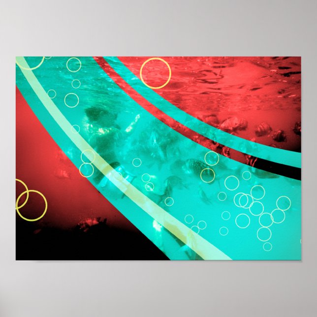 Affiches snorkeling rouge rétro (Devant)