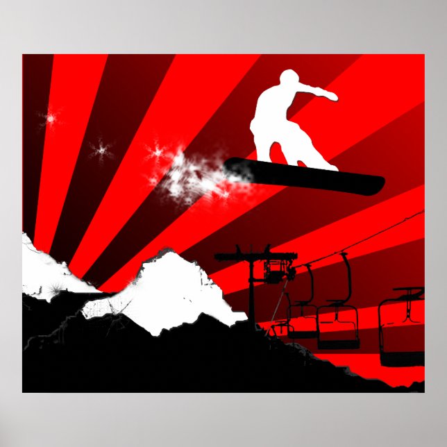 Affiches snowboard. rouge. (Devant)