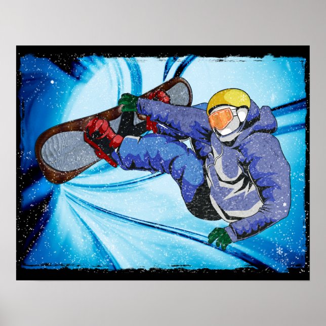 Affiches Snowboarder à Edgy Snowstorm (Devant)