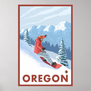 Affiches Snowboarder Scene - Oregon