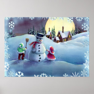 Affiches SNOWMAN & KIDS par SHARON SHARPE