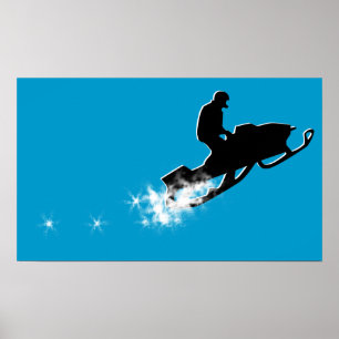 Affiches snowmobile. traînée de poudre