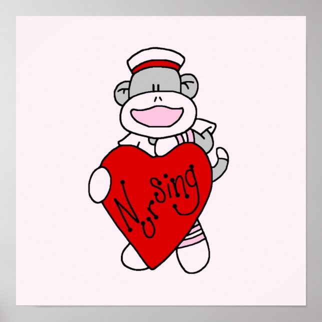 Affiches Sock Monkey I Love Nursing T-shirts et cadeaux (Devant)