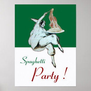 Affiches SOIRÉE SPAGHETTIS, CUISINE ITALIENNE, rouge vert b