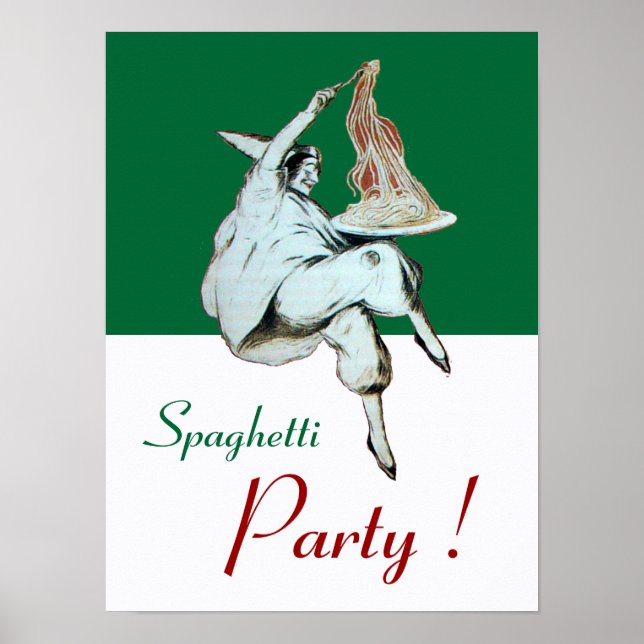 Affiches SOIRÉE SPAGHETTIS, CUISINE ITALIENNE, rouge vert b (Devant)
