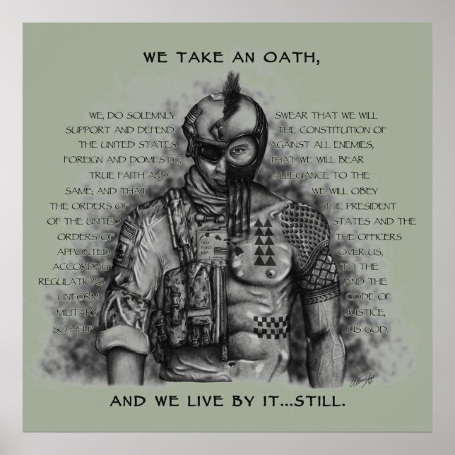 Affiches Soldat Guerrier - Personnaliser de serment Couleur (Devant)
