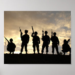 Affiches Soldats en patrouille Silhouettes militaires
