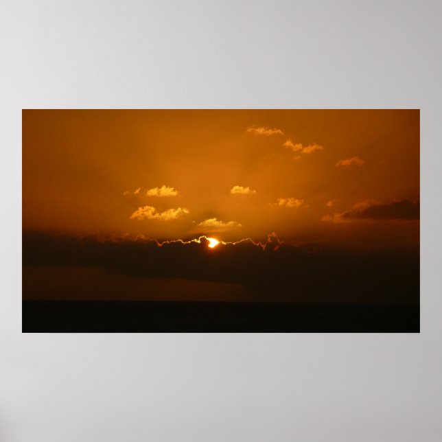Affiches Soleil Derrière les nuages I Orange Sunset Photo (Devant)