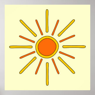 Affiches Soleil d'été. Jaune et orange.