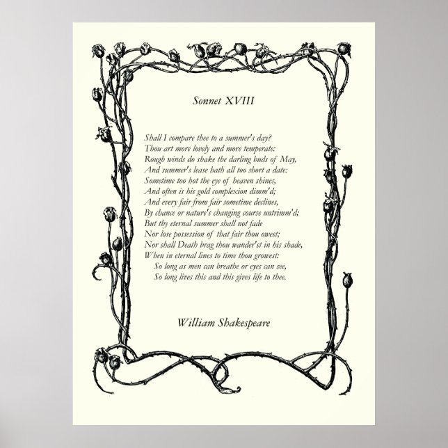 Affiches Sonnet # 18 par William Shakespeare (Devant)