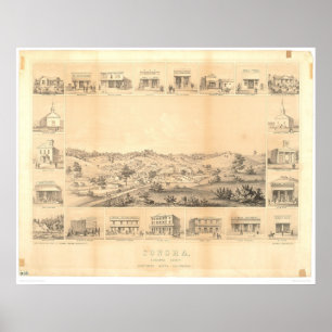 Affiches Sonora, CA. Carte panoramique 1854 (1647A) - Non r