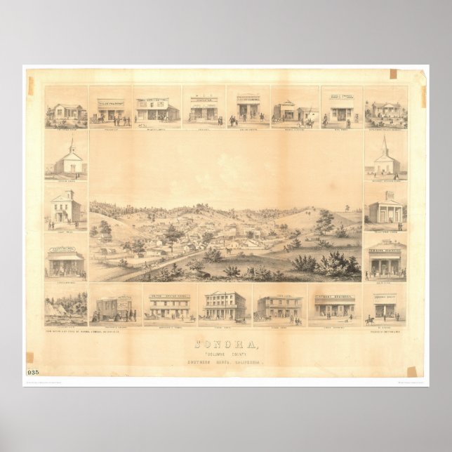 Affiches Sonora, CA. Carte panoramique 1854 (1647A) - Non r (Devant)