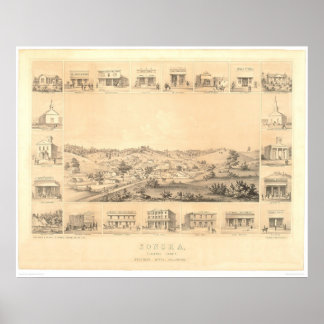 Affiches Sonora, CA. Carte panoramique 1854 (1647A) - Resta