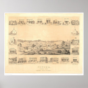 Affiches Sonora, carte panoramique 1854 (1647A) de CA -
