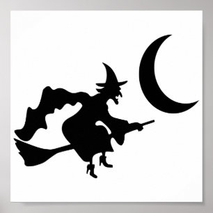 Affiches Sorcière d'Halloween sur Broomstick