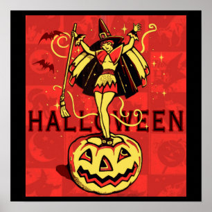 Affiches Sorcière d'Halloween (vintage)