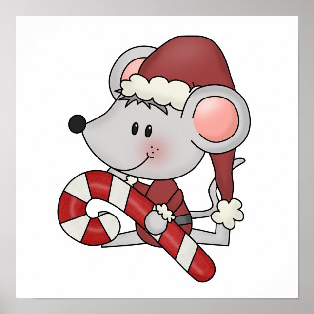 Affiches Souris de Noël avec du sucre de canne (Devant)