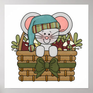 Affiches Souris de Noël dans le panier