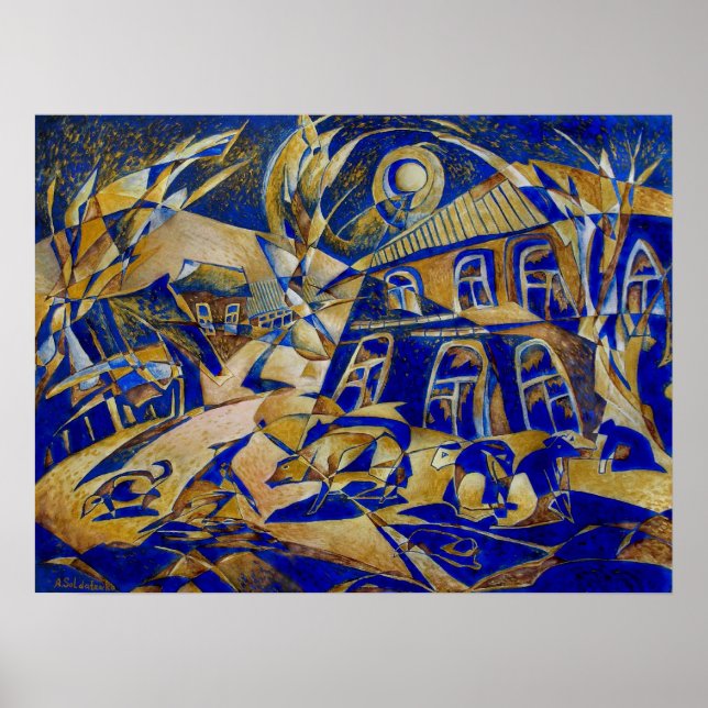 Affiches Sous la lumière d'or peinture originale Imprimer (Devant)