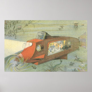 Affiches Sous-marin de vapeur de science-fiction vintage en