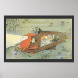 Affiches Sous-marin Steampunk de Science-Fiction Vintage da