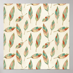 Affiches Southwest Geo Step Geometric Feather Pattern