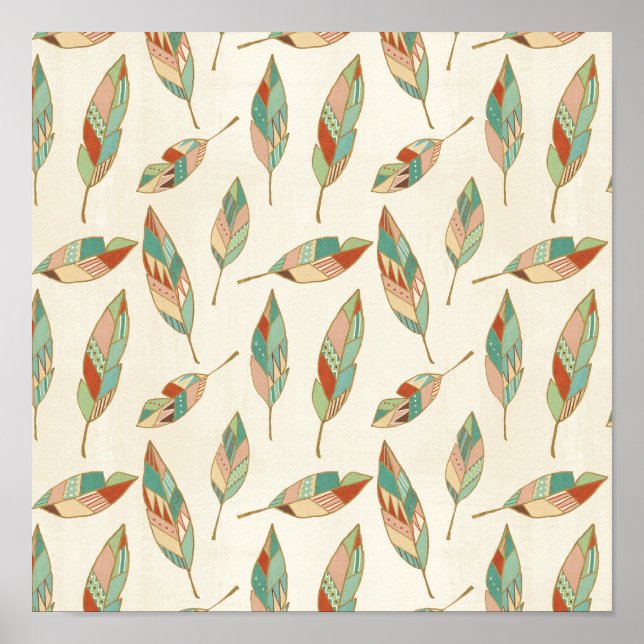 Affiches Southwest Geo Step | Geometric Feather Pattern (Devant)