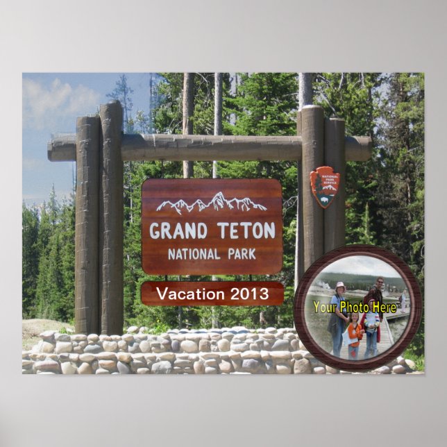 Affiches Souvenir photo Grand Teton customisé (Devant)