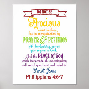 Affiches Soyez anxieux pour rien Philippiens 4:6-7