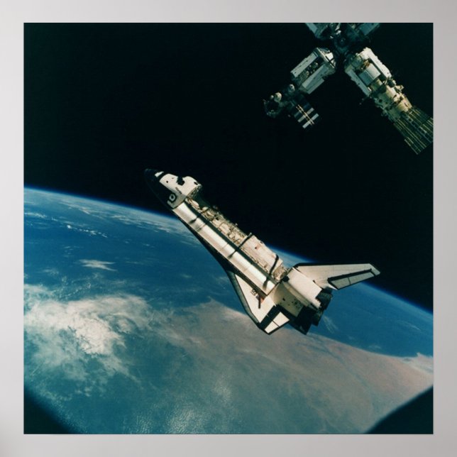 Affiches Space Shuttle Atlantis avec MIR (Devant)