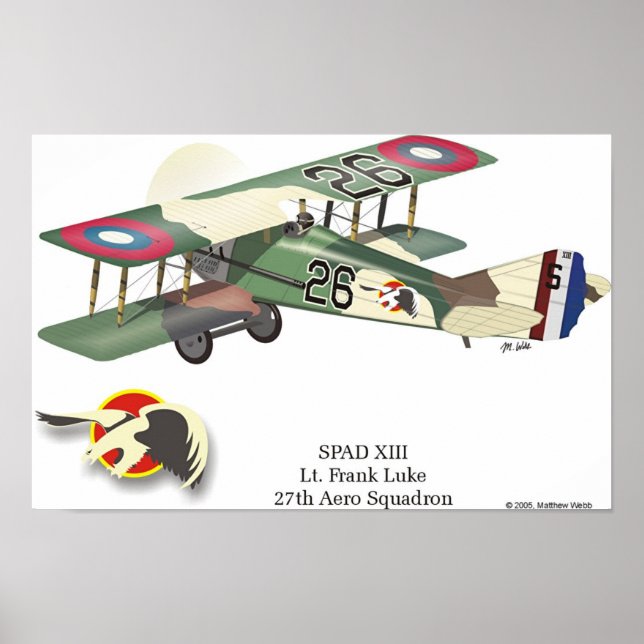 Affiches Spad XIII piloté par le lieutenant Frank Luke (Devant)