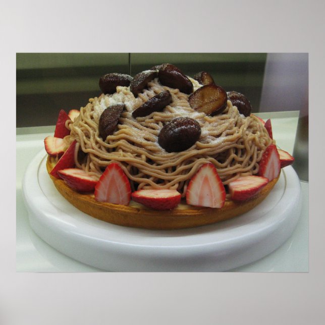 Affiches Spaghetti japonais & gâteau de fraises (Devant)