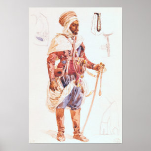 Affiches Spahi avec son épée, c.1854