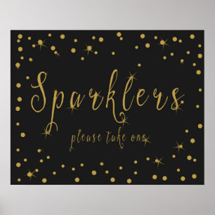Affiches Sparkler s'il vous plaît prendre un en signe or et