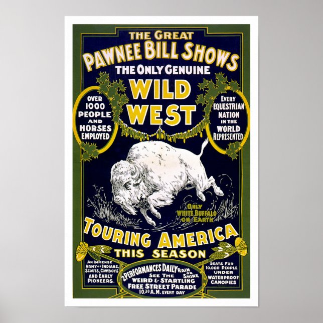 Affiches Spectacle du Far West, 1903. Publicité occidentale (Devant)