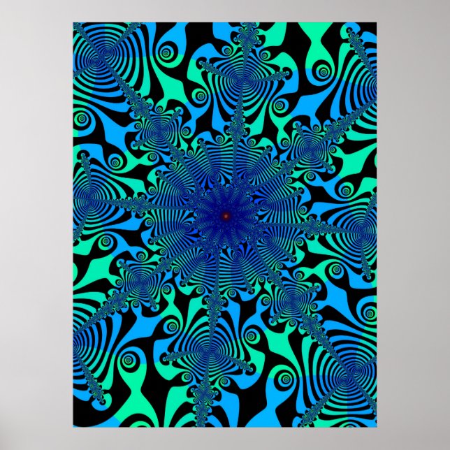 Affiches Spinner Mind en bleu et vert (Devant)