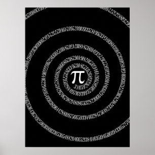Affiches Spirale pour la typographie de Pi sur Noir