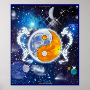 Affiches Spirit Dragons Yin-Yang Deep Space Fantasy Art