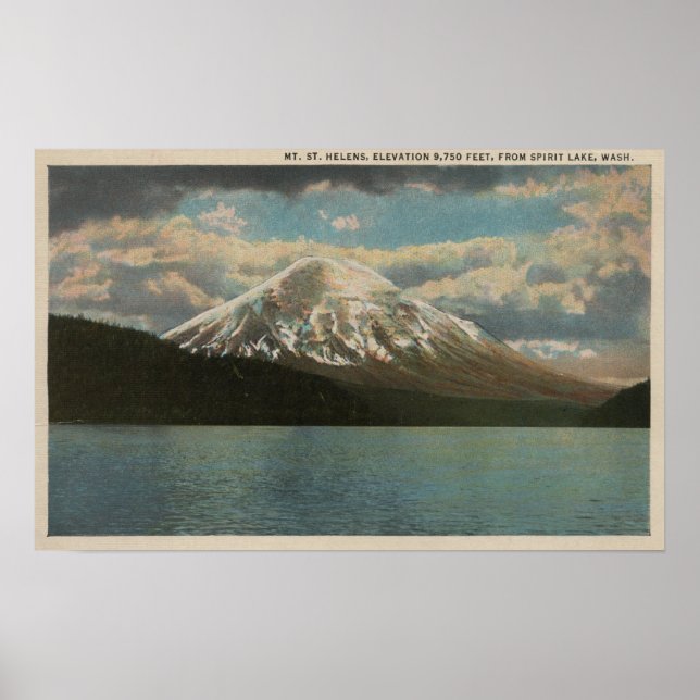 Affiches Spirit Lake, WA - Vue du mont St. Helens (Devant)