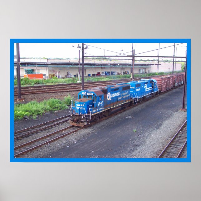 Affiches Spirit of Conrail - GP38 - PRR #2943 dans Blue Pai (Devant)
